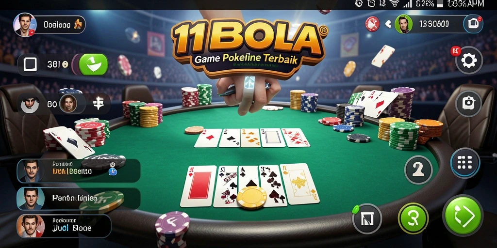 Screenshot utama 11BOLA menampilkan suasana seru permainan poker.