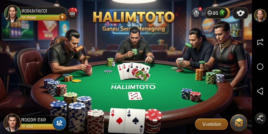 Tampilan seru gameplay Poker di HALIMTOTO.