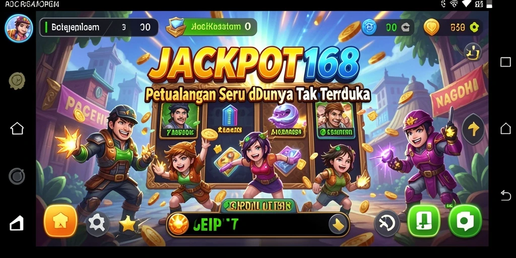 Tangkapan layar menampilkan aksi seru dalam <strong>JACKPOT168</strong> saat menjelajahi dunia petualangan.