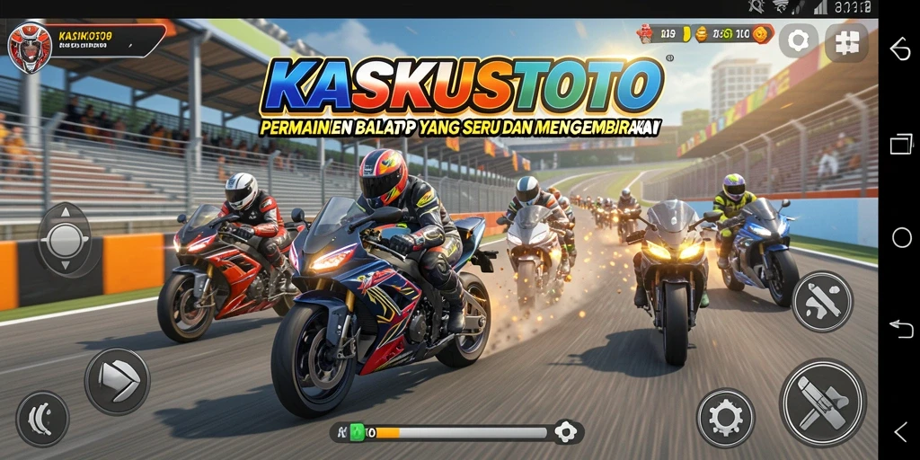 Screenshot utama KASKUSTOTO menampilkan aksi balap motor yang mendebarkan.