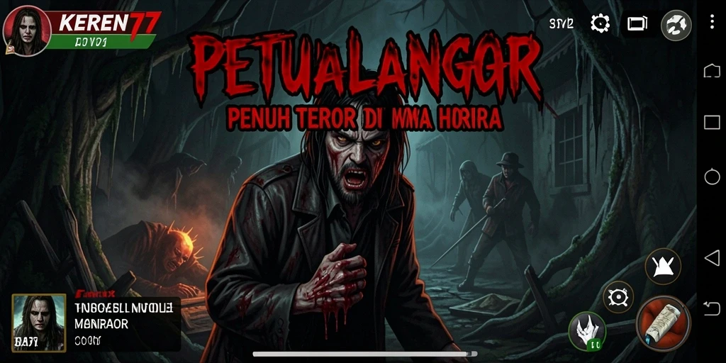 Tangkapan layar menunjukkan pengalaman menegangkan dalam gameplay KEREN77.