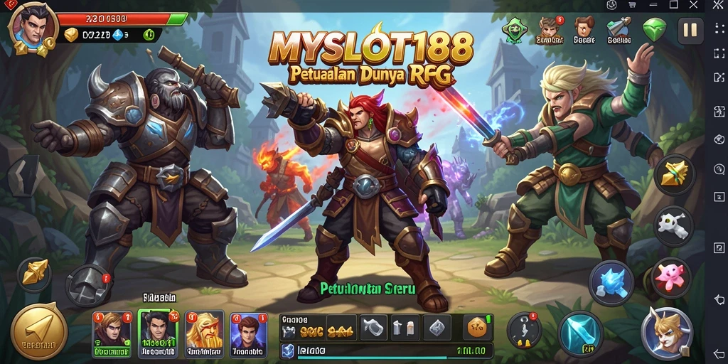 Tampilan gameplay MYSLOT188 dengan karakter dan petualangan menarik.