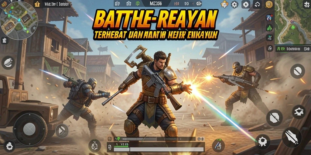 Screenshot tampilan gameplay seru dalam Battle Royale MZ356.