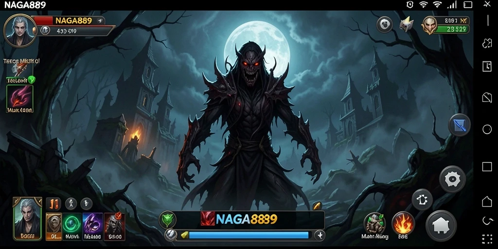 Screenshot gameplay NAGA889 menampilkan suasana Horror yang menakutkan.