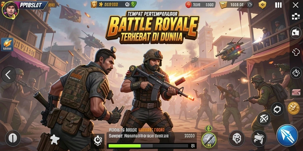 Screenshot menampilkan aksi seru dalam game Battle Royale PP8SLOT.