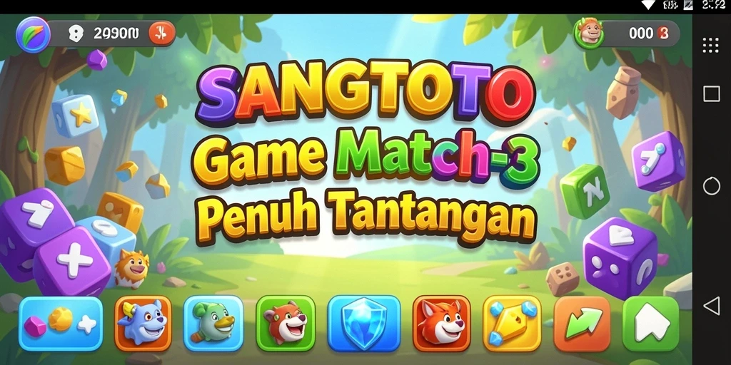 Gameplay seru SANGTOTO dengan tantangan Match-3 yang menarik.