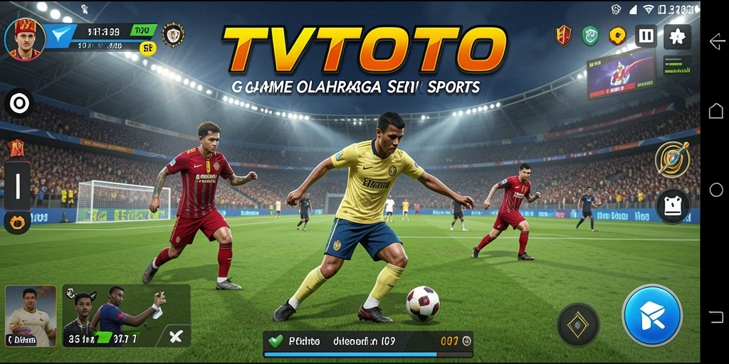 Screenshot utama TVTOTO menampilkan momen seru dalam pertandingan olahraga.